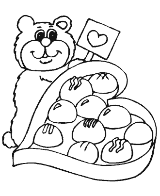 Valentine&acute;s Day teddy bear coloring pages