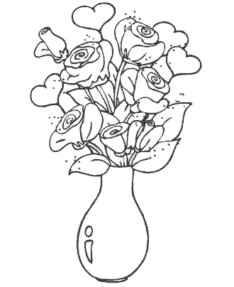 Valentine flowers coloring page